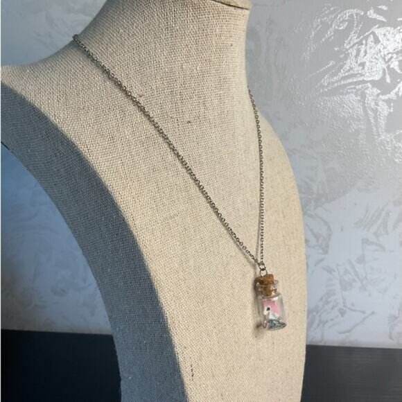Glass Bottle Pendant Necklace With Colorful Beads & Cork - Picture 3 of 4